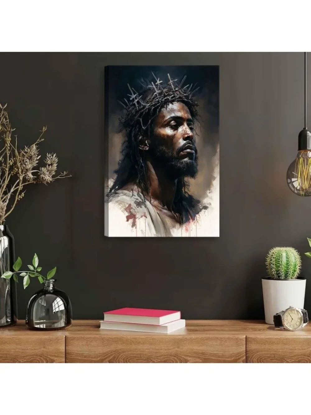 Black Jesus Canvas Art | Religious Wall Decor | Spiritual Christian Artwork